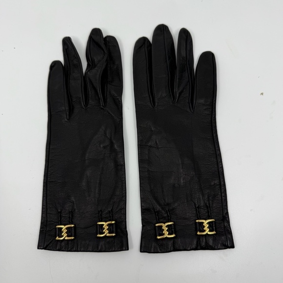 Unworn ,Vintage Black Fine Buttersoft Kidskin Gloves, Barnier, Made in France - Picture 1 of 7